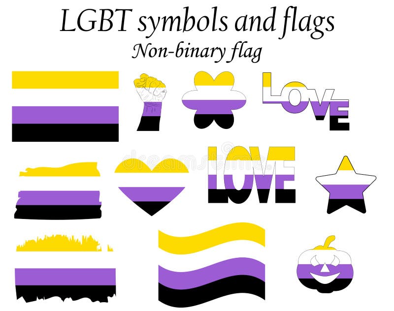 Non Binary Pride Community Flag Lgbt Symbol Sexual Minorities Identity Illustration Stock