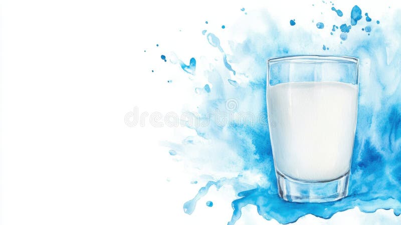 Non piangere sul latte versato al giorno di spruzzatura del latte fresco con fondo acquoso per la progettazione creativa e la stam illustrazione vettoriale