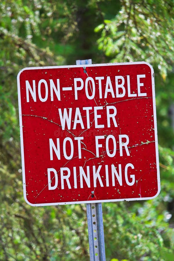 A non-potable water, not for drinking sign