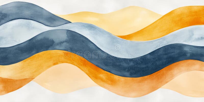 A non-seamless modern abstract watercolor design, featuring soft curving waves in sunshine yellow royalty free stock images