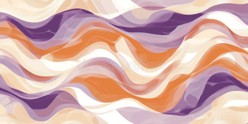 A non-seamless modern abstract wave pattern, featuring a soft-focus blur of burnt orange and lilac royalty free stock image