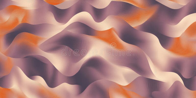 A non-seamless modern abstract wave pattern, featuring a soft-focus blur of burnt orange and lilac stock photo