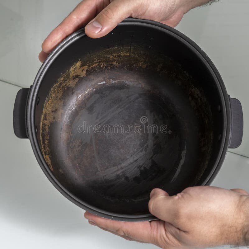 The Nonstick Coating of the Pan is Damaged Stock Image Image of