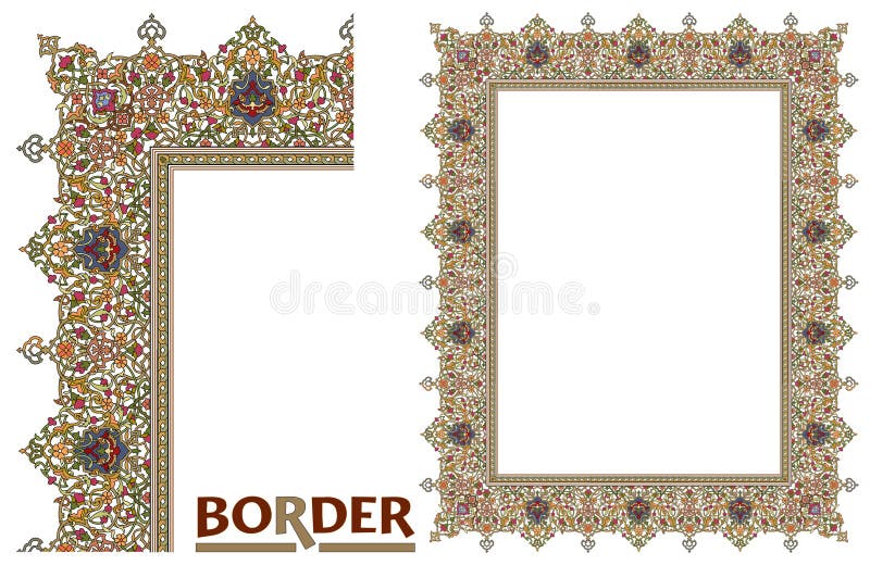 Διανυσματικό Σχέδιο Συνόρων του Παλαιού Κόσμου - Πλακάκι με φύλλα και λουλούδια, διακοσμητικό κομψό πλαίσιο διανυσματική απεικόνιση