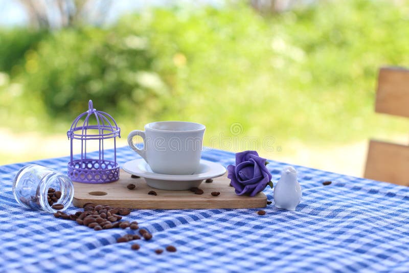 Σύλληψη καφέ με μοβ χρώμα στοκ εικόνες