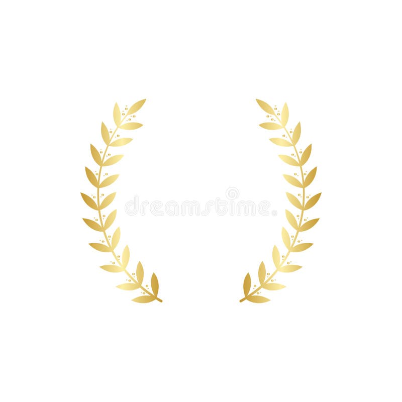 Χρυσή στεφάνη βραβείου με δύο ξεχωριστά στρογγυλά χρυσά κλαδιά με συμμετρικά φύλλα απεικόνιση αποθεμάτων