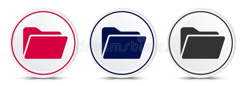 Σχεδίαση απεικόνισης επίπεδου στρογγυλού κουμπιού με εικονίδιο φακέλου απεικόνιση αποθεμάτων