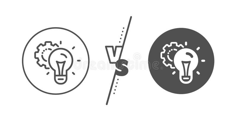 思想齿轮线图标 设置齿轮符号 工作过程 矢量 库存例证