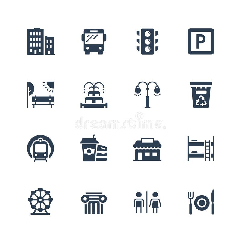城市元素图标集 库存例证