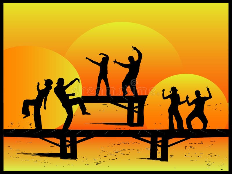 다리 위 파티 로열티 프리 일러스트