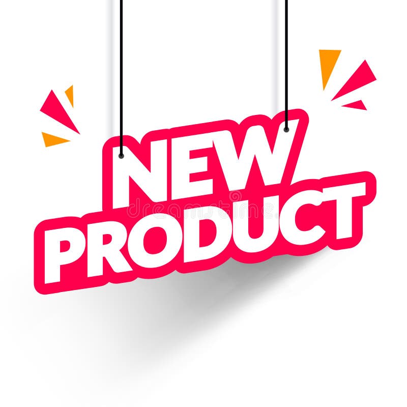 带有“新产品”字样的现代悬挂标牌 皇族释放例证