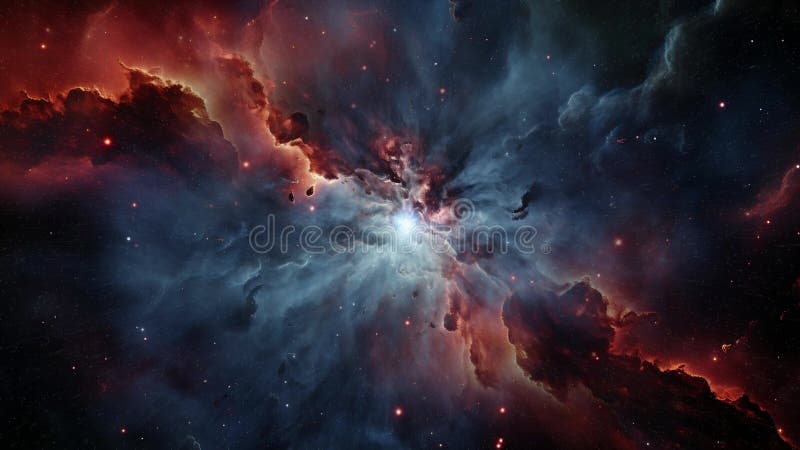 космическая туманность - газообразная область в виде рассеянного облака, распространяющегося по космическому пространству и украше иллюстрация вектора