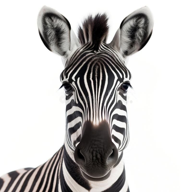 закрывающий портрет зебры на белом фоне. генеративный помощник бесплатная иллюстрация