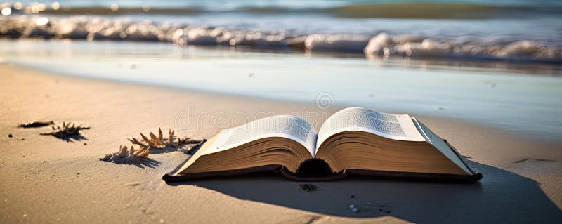 книга на пляже. релаксация и благополучие у моря. генеративный помощник бесплатная иллюстрация