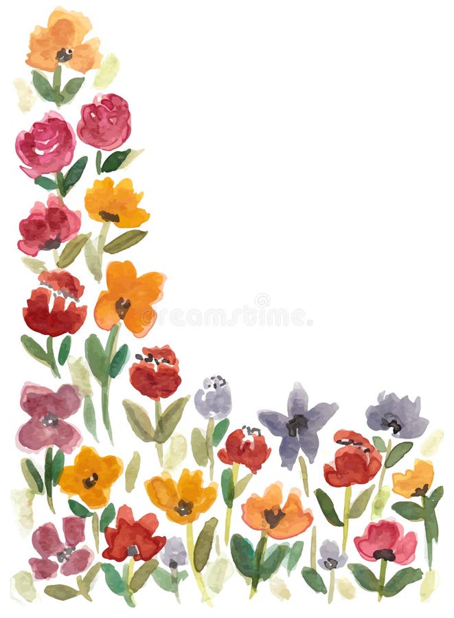 淡色花卉水彩画框 库存例证