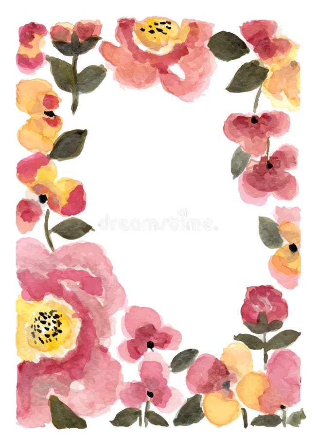 打印框架粉彩松散花卉水彩艺术 向量例证