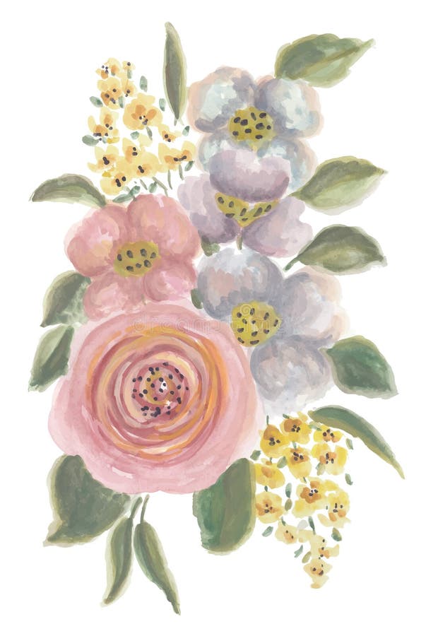 淡色宽花水彩艺术插图 库存例证