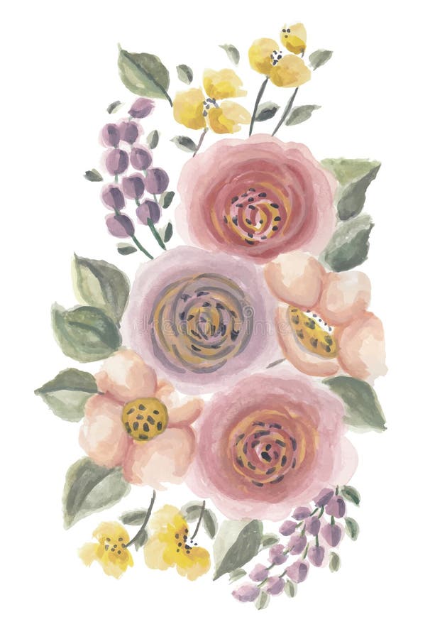 淡色宽花水彩艺术插图 库存例证