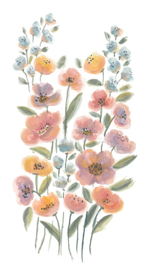 淡色宽花水彩艺术插图 向量例证