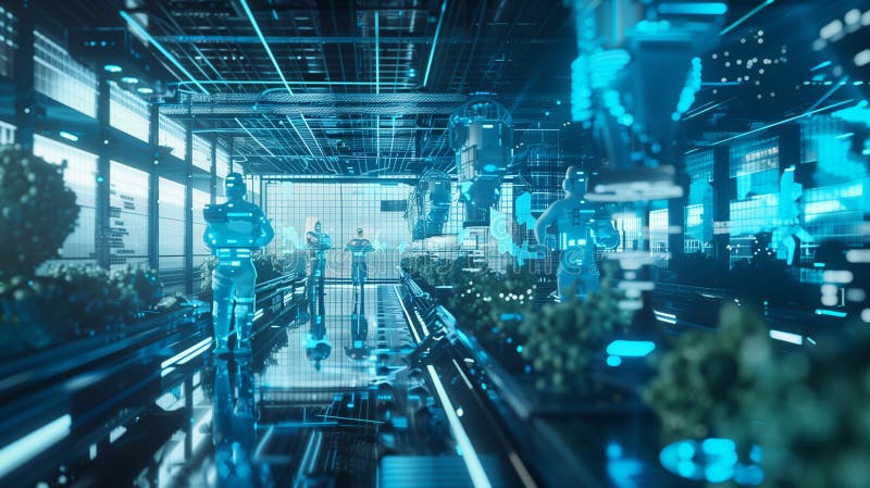 研究未来有机水培农场种植绿色农业技术的科学家 皇族释放例证