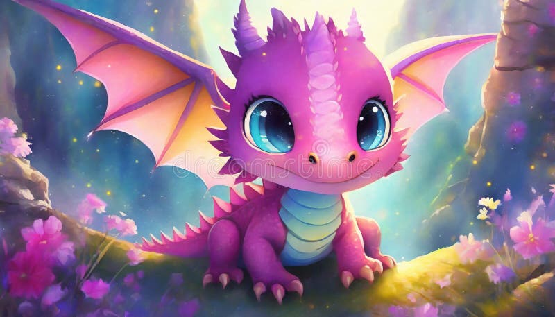 παραμυθένιος ροζ δράκος φαντασίας διανυσματική απεικόνιση