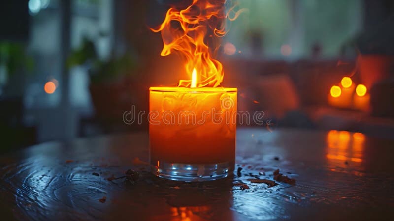 ένα αρωματικό κερί που καίγεται σε ένα ημίτονο φωτισμένο δωμάτιο διανυσματική απεικόνιση