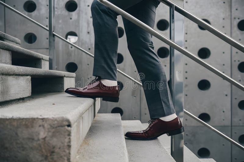 混凝土楼梯现代城市环境中的正式鞋 库存例证