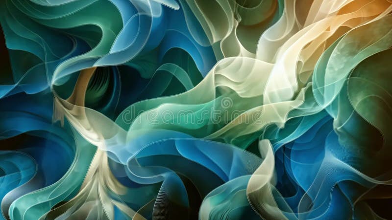 蓝绿黄色的抽象漩涡纹理 库存例证