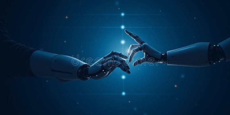 机器人手触摸 : 创新的未来 库存例证