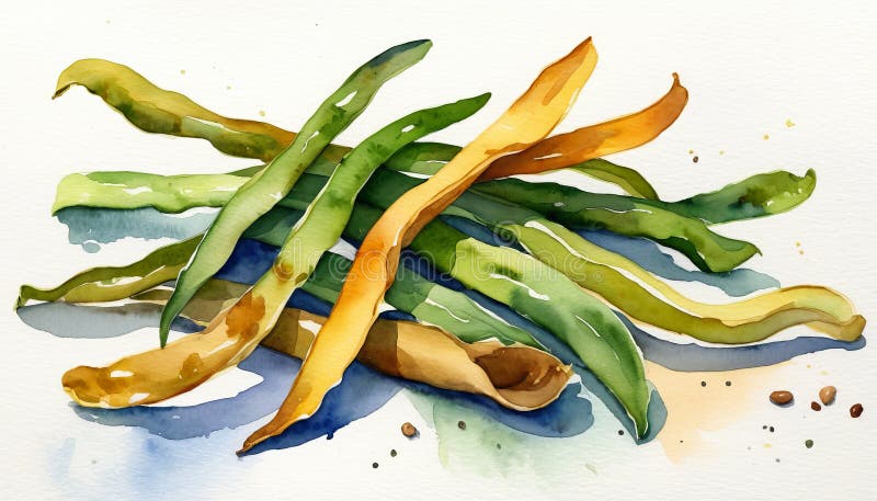 色彩鲜艳的青豆水彩画，奇思妙想 库存照片