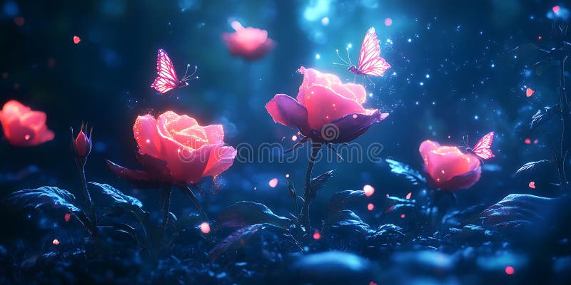 魔幻幻背景中的粉红花 皇族释放例证