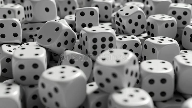 Σωρός ζαριών Κλείσιμο των παιχνιδιών Πιθανότητα και Έννοια κινδύνου απεικόνιση αποθεμάτων
