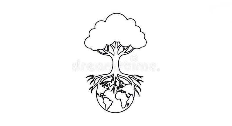 土轮廓绘制树根 向量例证