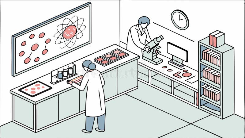 研究实验室病毒和数据的科学家设计创成式人工智能 皇族释放例证