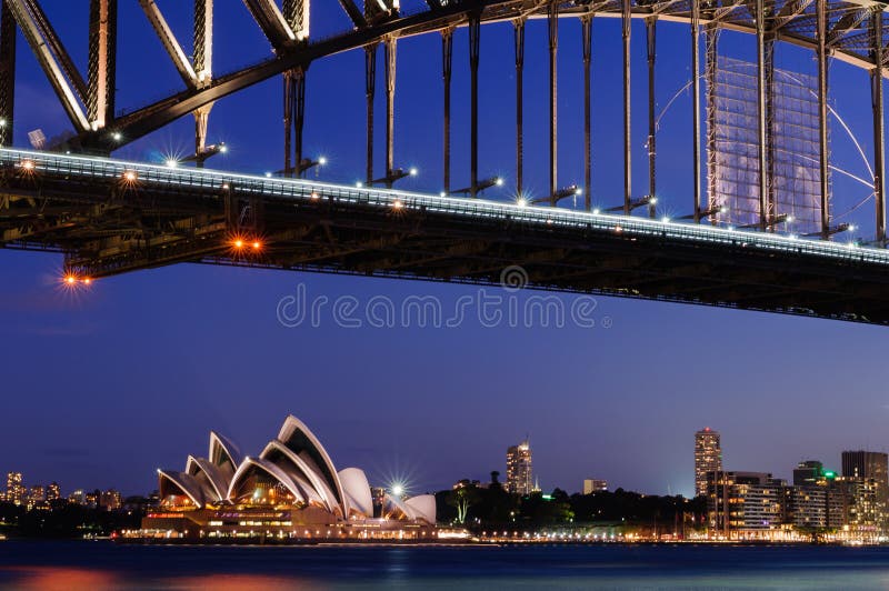 悉尼海港大桥，歌剧院 库存照片