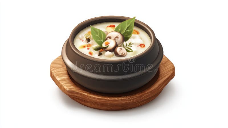 石碗中美味的奶油蘑菇汤 皇族释放例证