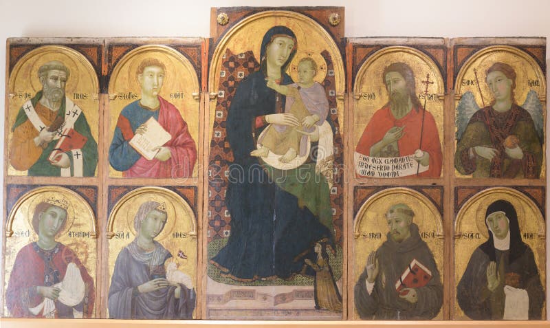 Η Παναγία με το Βρέφος, άγιοι και μια δωρήτρια μοναχή στοκ φωτογραφία με δικαίωμα ελεύθερης χρήσης