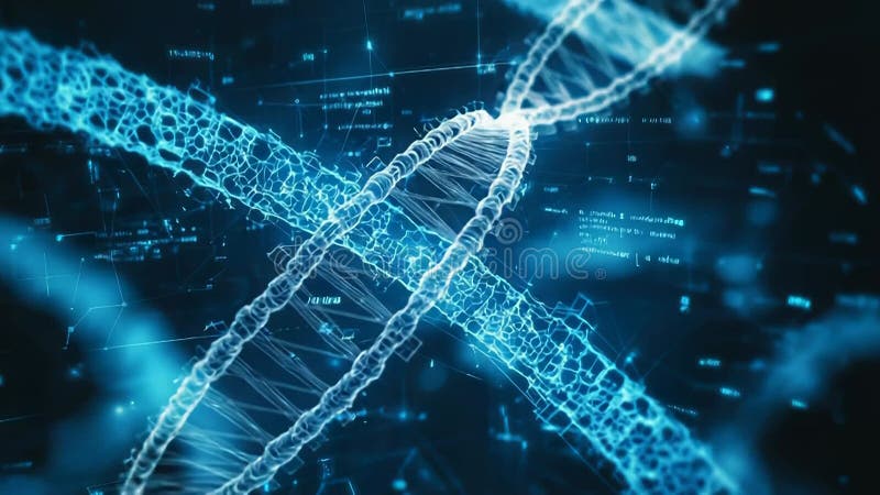 Цифровая ДНК в форме спирали, представляющая генетические технологии и данные видеоматериал