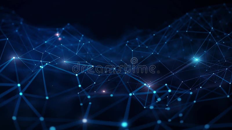 Αφηρημένο τεχνολογικό δίκτυο με φωτεινούς κόμβους και γραμμές ελεύθερη απεικόνιση δικαιώματος