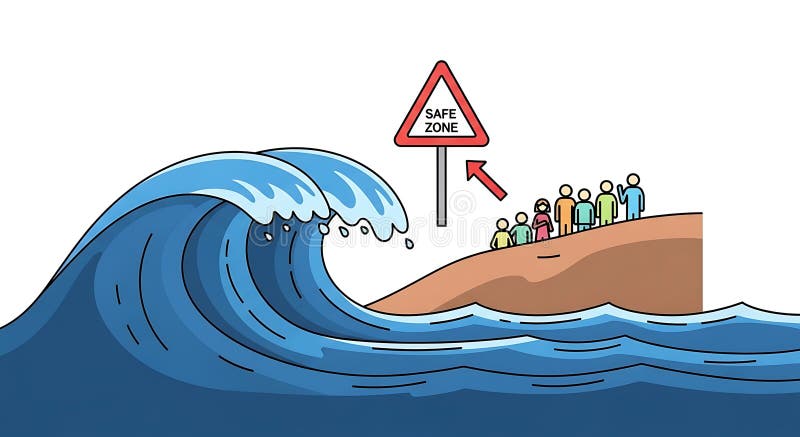Τα τσουνάμι απειλούν ανθρώπους απεικόνιση αποθεμάτων