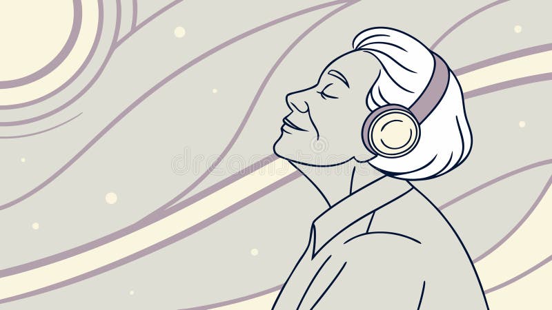 Женщина, расслабляющаяся в наушниках, погруженная в музыку, мирное настроение, векторный дизайн Генеративный ИИ бесплатная иллюстрация