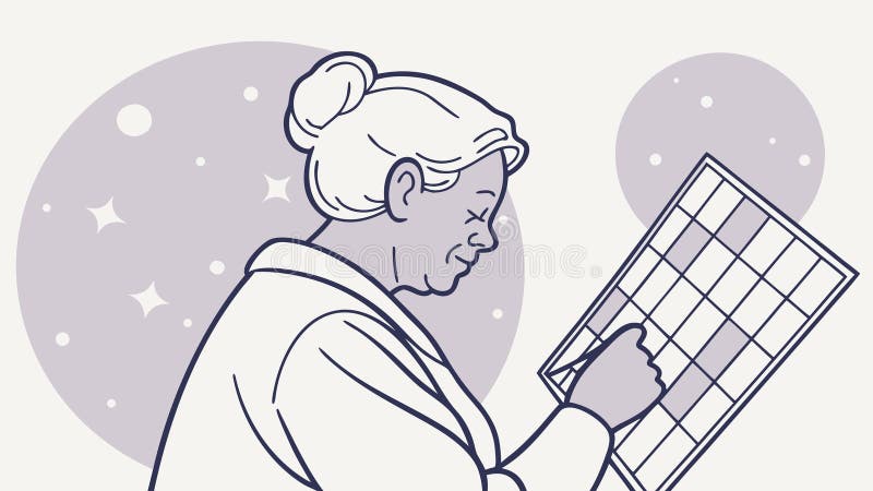 Пожилая женщина учится за ноутбуком, активный образ жизни пожилых людей, векторный дизайн Генеративный ИИ бесплатная иллюстрация