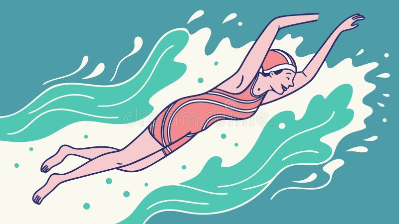 Женский стиль плавания в динамичной позе, грация и сила в воде, векторный дизайн Генеративный ИИ иллюстрация штока
