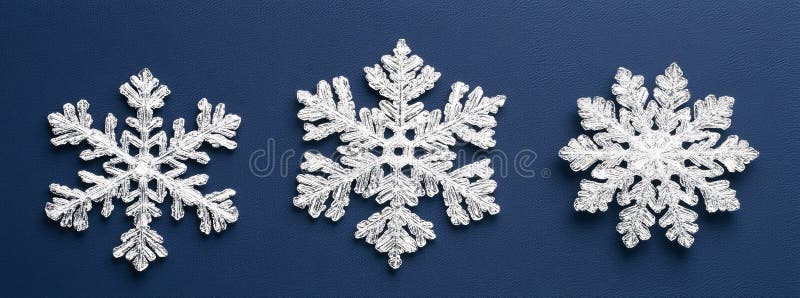 蓝色背景上的白色霜雪花。圣诞新年节日贺卡。圣诞横幅。冬季 库存图片
