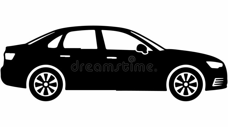 Черный силуэт автомобиля седан, вид сбоку на белом фоне иллюстрация вектора