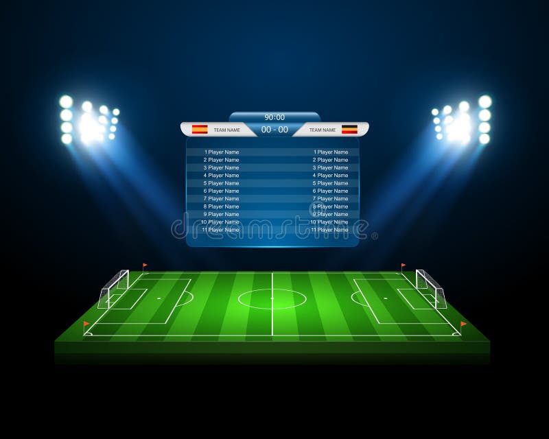 벡터 축구장과 점수판,벡터 스톡 일러스트