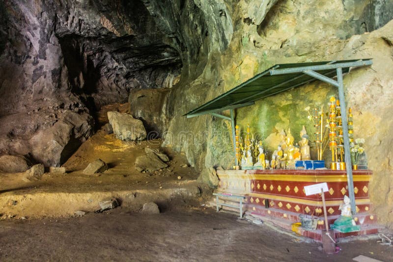 NONG KHIAW, LAOS - NOVEMBER 27, 2019: Pha Kuang cave near Nong Khiaw, Laos. NONG KHIAW, LAOS - NOVEMBER 27, 2019: Pha Kuang cave near Nong Khiaw, Laos