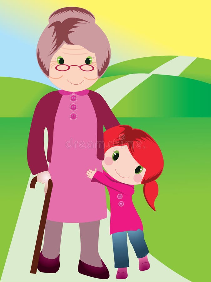 Давайте поможем бабушке. Девочка с бабушкой. Девочка и бабушка иллюстрация. Девочка с бабушкой рисунок. Бабушка и внучка иллюстрации.