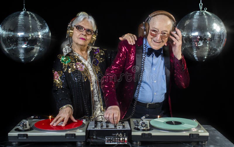 Nonna e nonno DJ immagine stock libera da diritti
