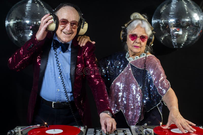 Nonna e nonno DJ fotografia stock
